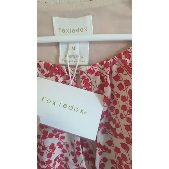 Anthro Foxiedox floral multi color smocked waist ruffle mini dress New sz Med